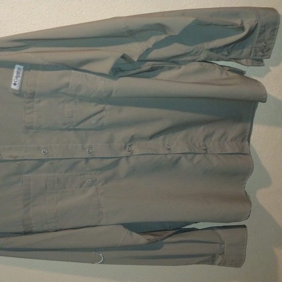 Columbia PFG Omni-Shade Vented Tan Fishin Long Sleeve Button up Shirt Outerwear - Picture 2 of 11